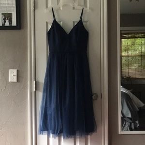 Navy Blue Tulle Bridesmaids Dress